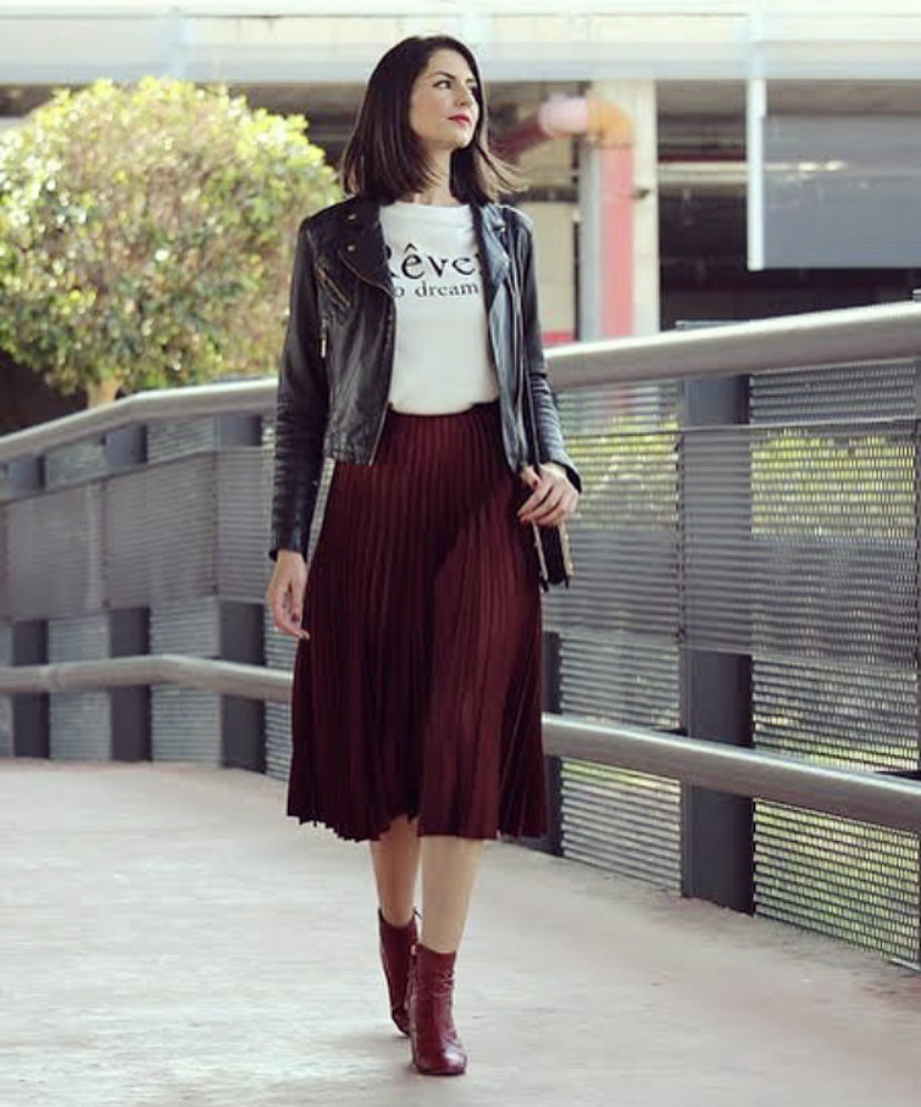 Falda plisada vino plus size nueva