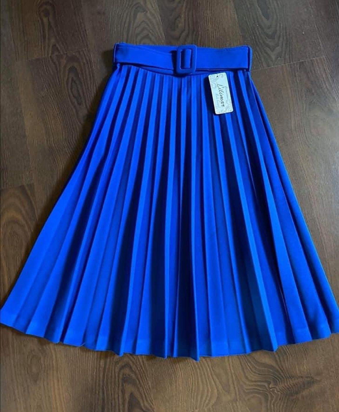 Falda Plisada Azul Rey con Cinturón Nueva S/M