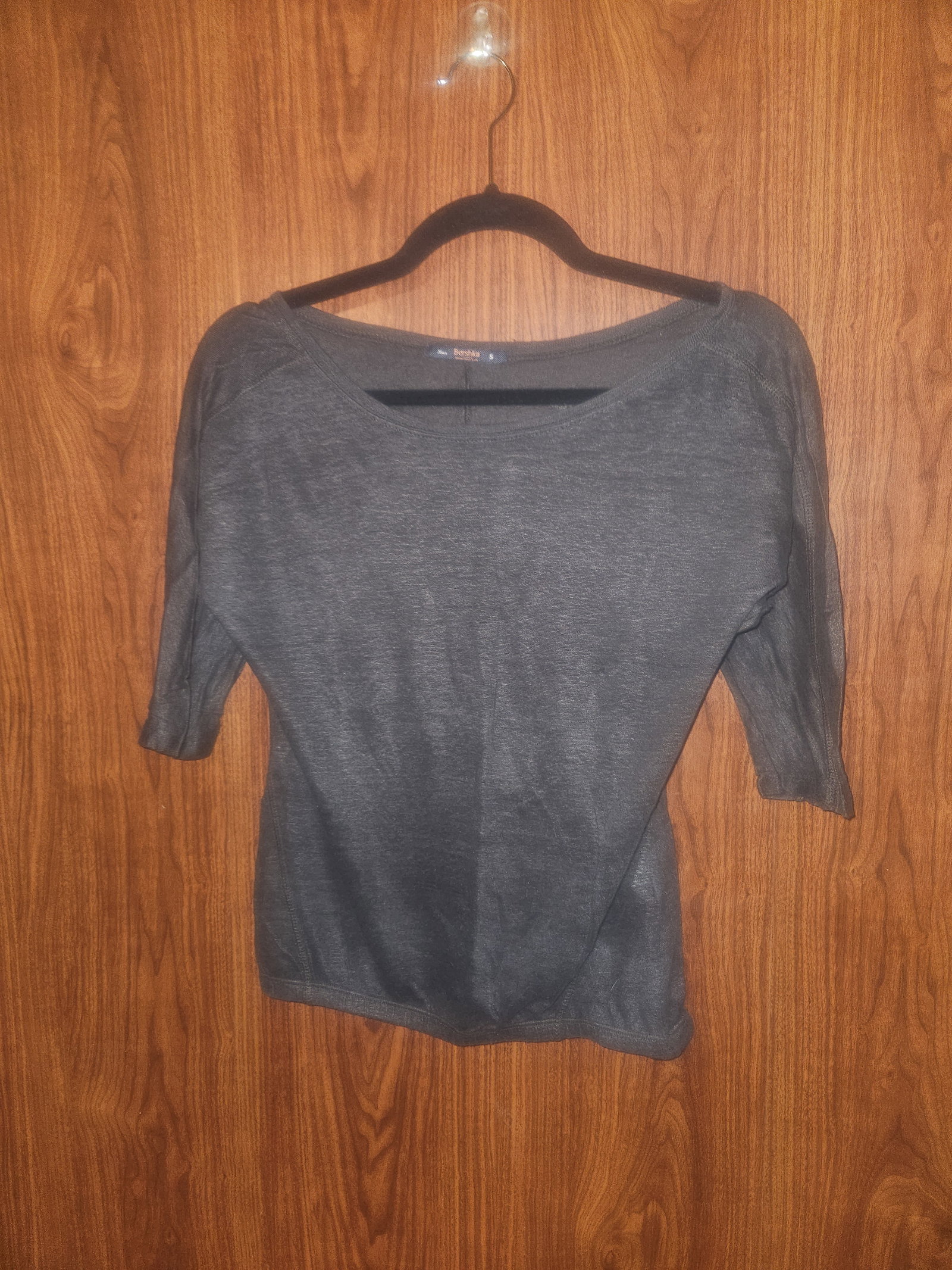 Playera manga 3/4 negra, Bershka