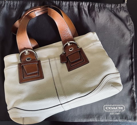 Bolso Vintage Coach Carryall 100% Piel Granulada Beige