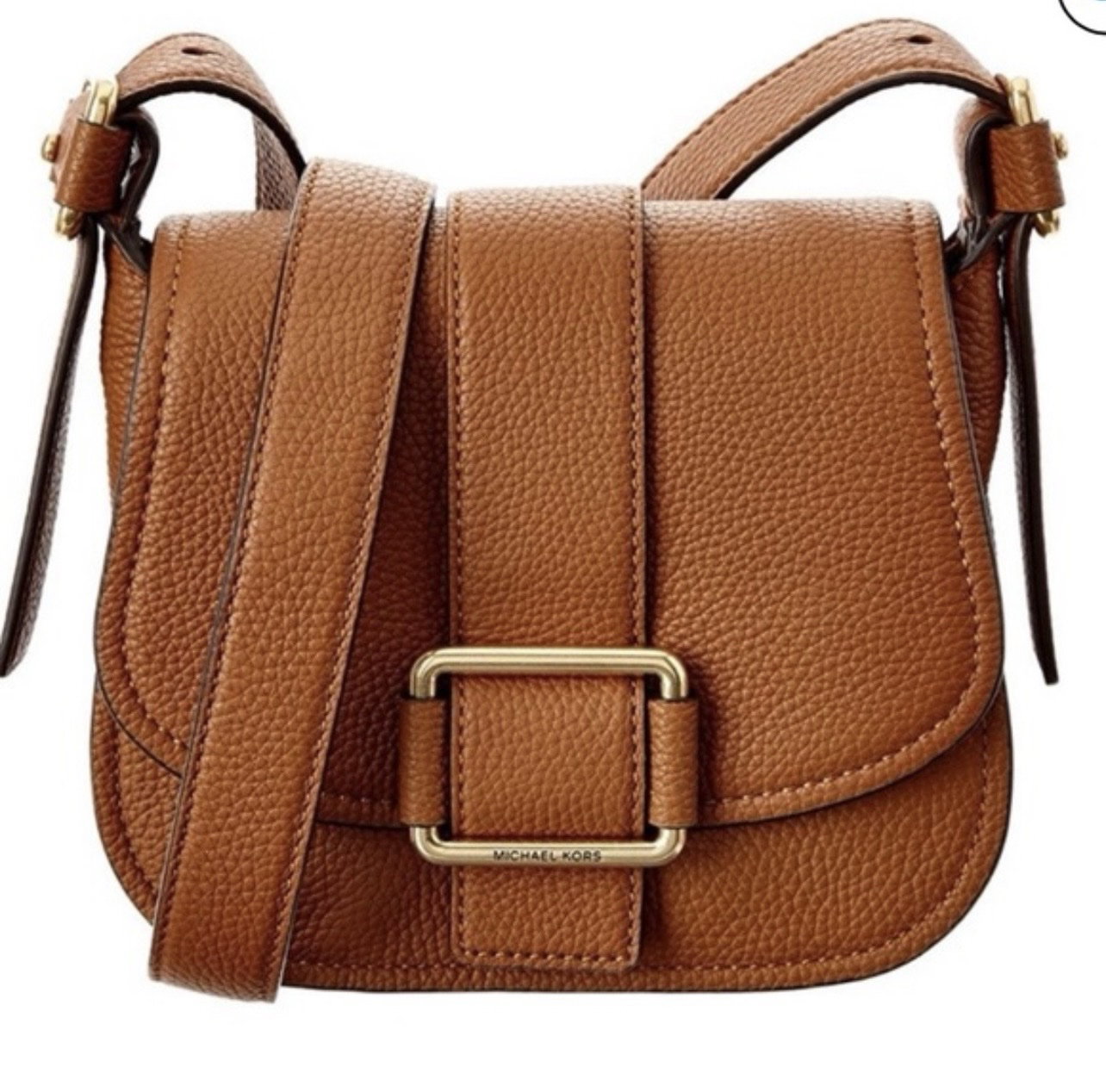 Bolsa Bandolera Michael Kors Maxine Saddle Piel Granulada Naranja Ocre