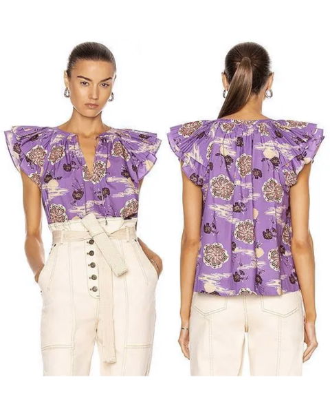 Blusa Ulla Johnson Elia de Popelina 100% Algodón - Estilo Floral