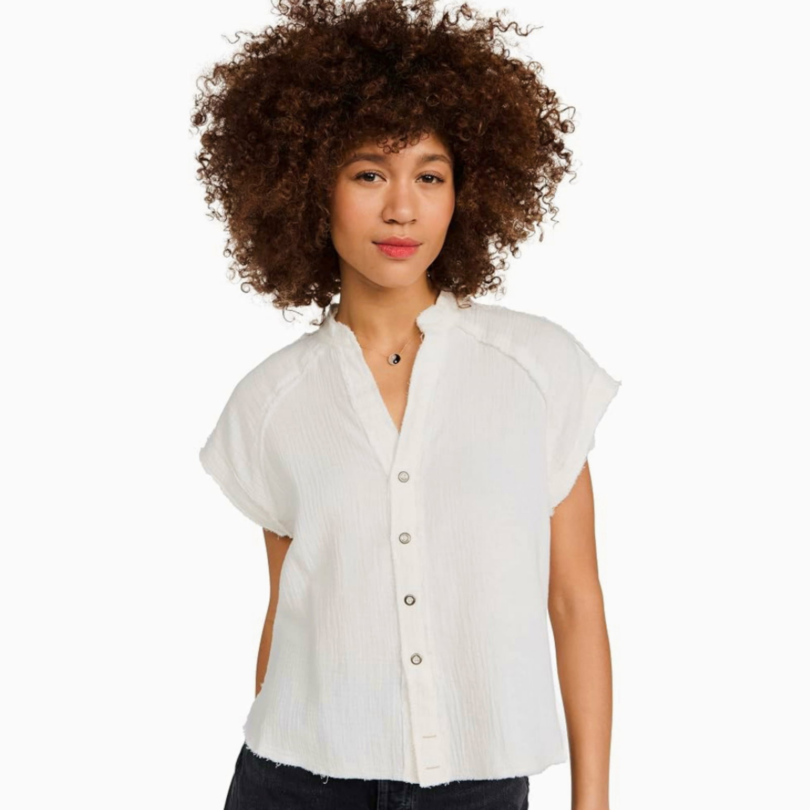 Blusa de Manga Corta Lucky Brand - 100% Algodón