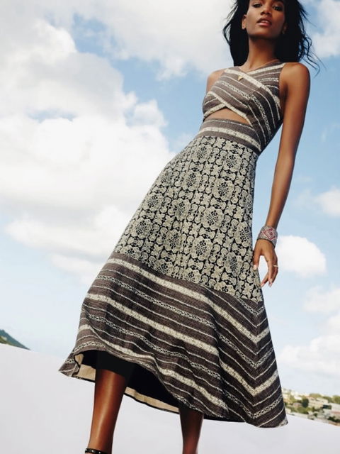 Vestido Midi Free People Tribal Tale 100% Algodón