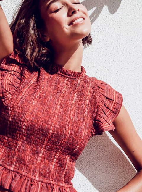 Blusa Caballero de Seda y Viscosa con Volantes - Talla XS
