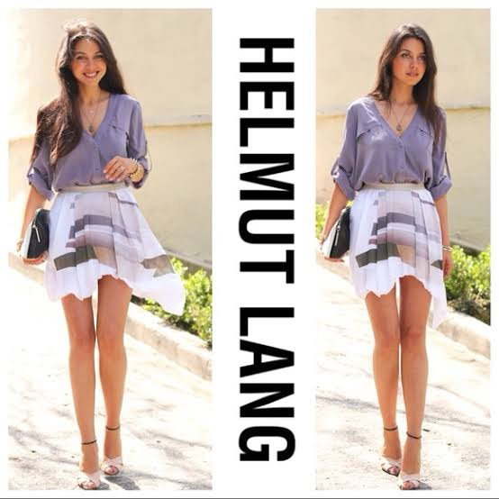 Minifalda Helmut Lang 100% Seda y Piel de Cordero