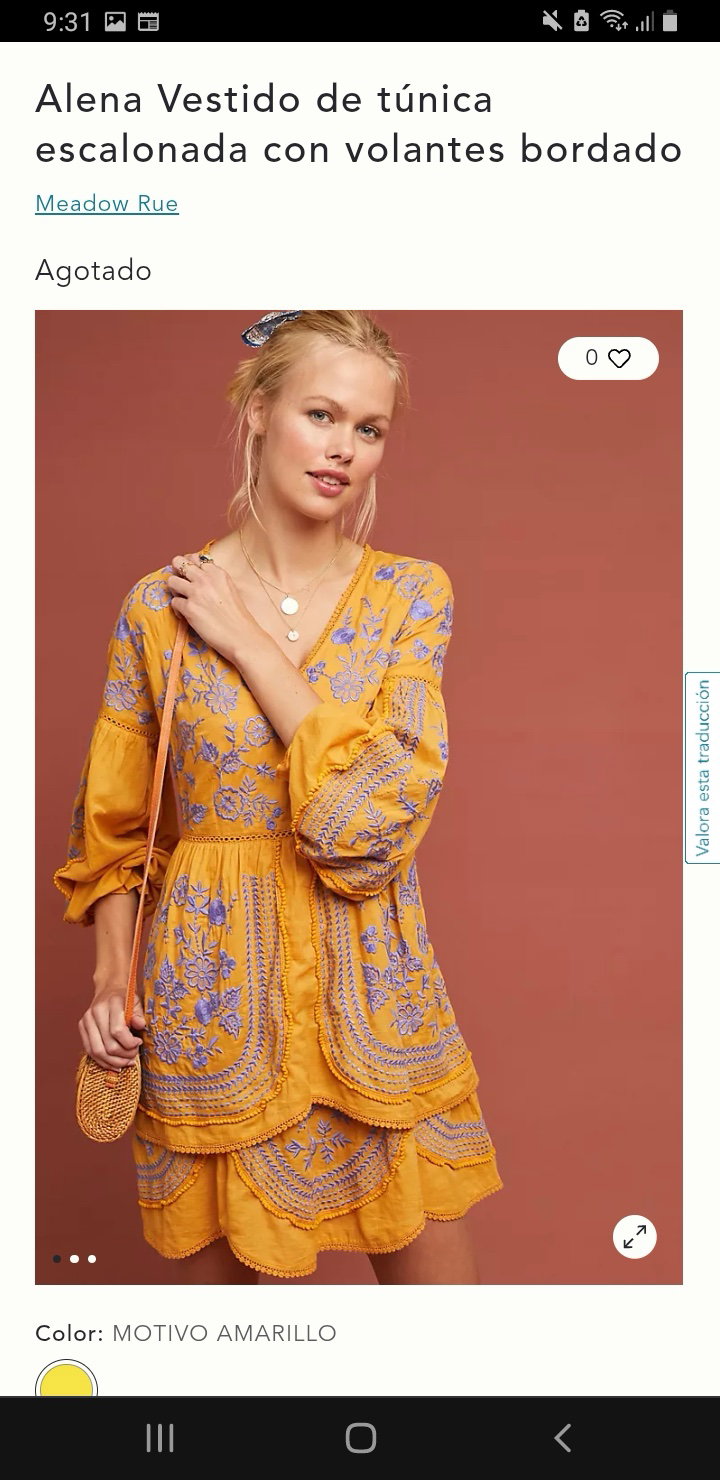Vestido Anthropologie con bordados