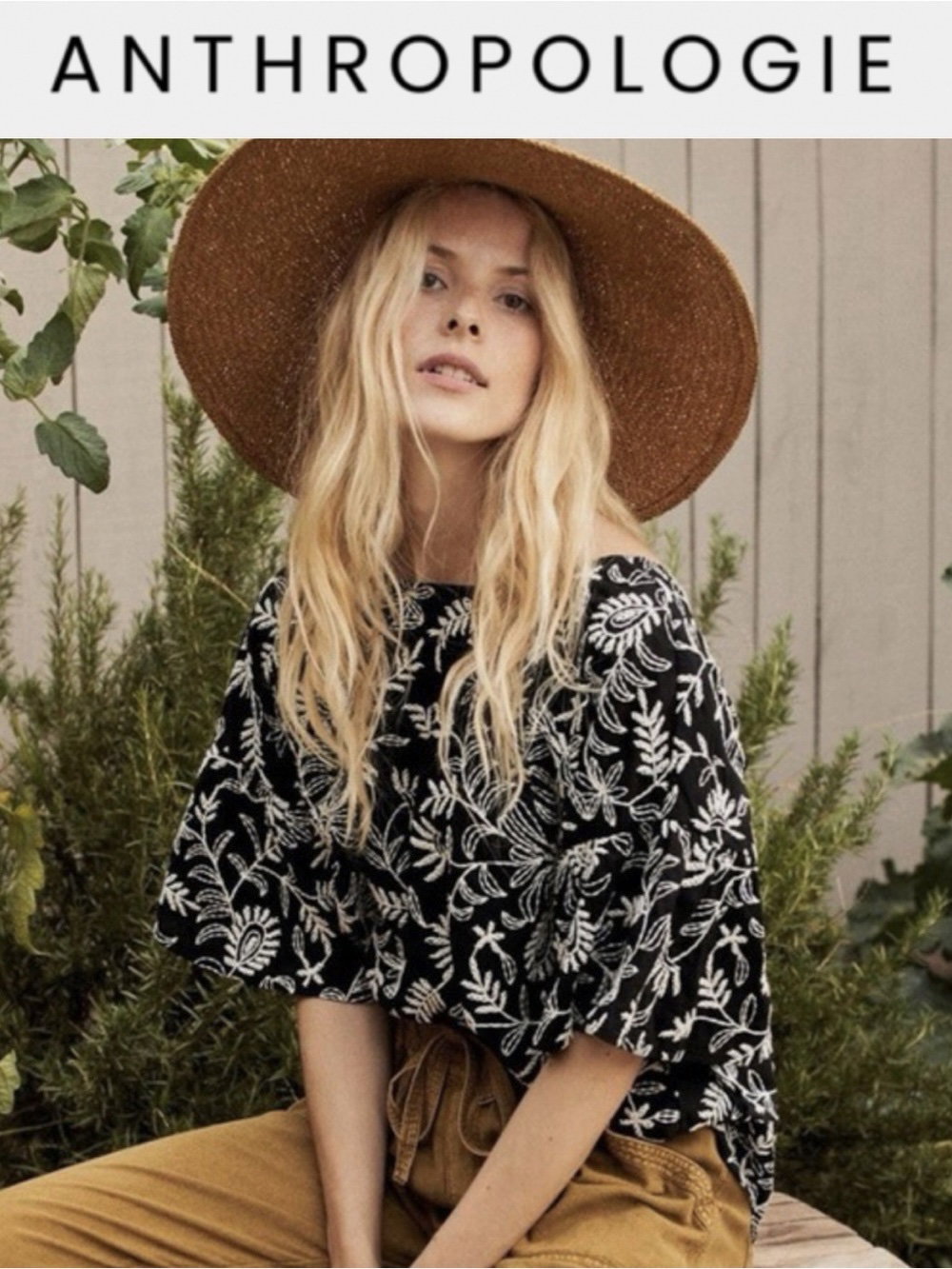 Blusa bordada Anthropologie 100% algodón