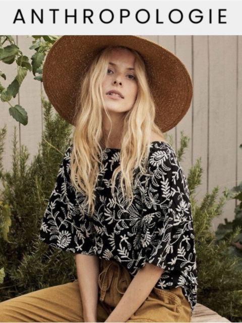 Blusa bordada Anthropologie 100% algodón