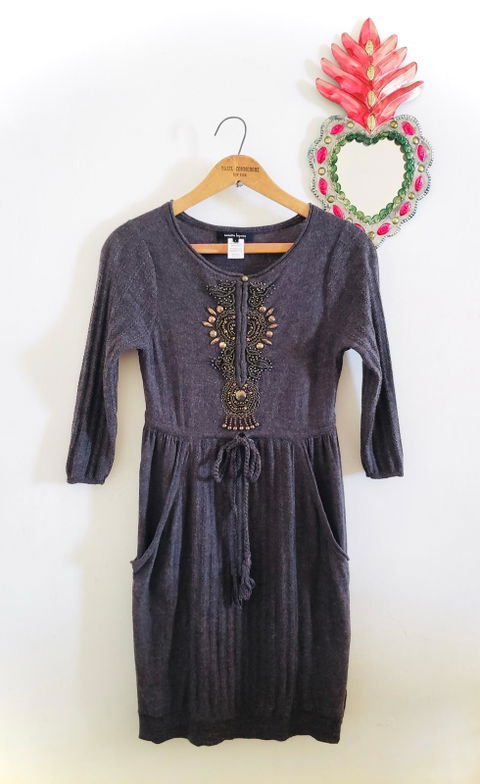 Vestido 100% lana Merino c/aplicaciones Nanette Lepore