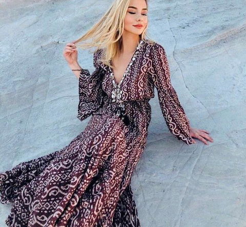 Maxi vestido boho con conchas y caracoles