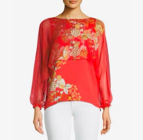 Blusa boho Elie Tahari elegante 100% seda