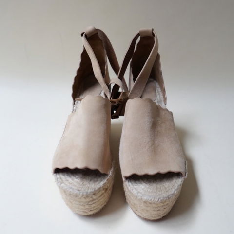 Alpargatas Chloé Lauren de gamuza beige/taupe con plataforma de yute
