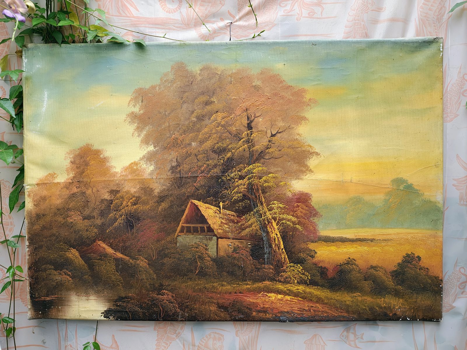 Cuadro de paisaje pintado a mano