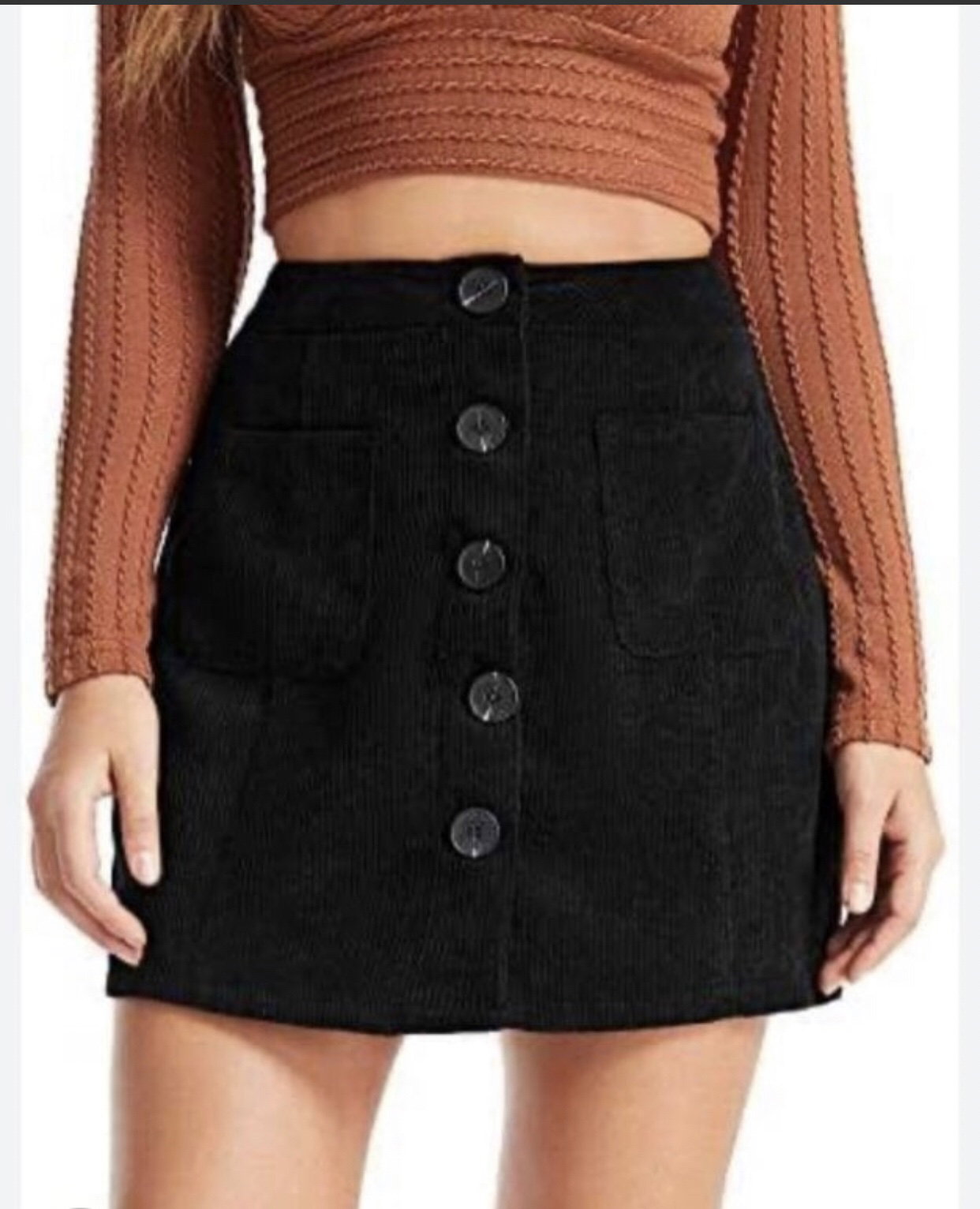 Falda negra de pana H&M