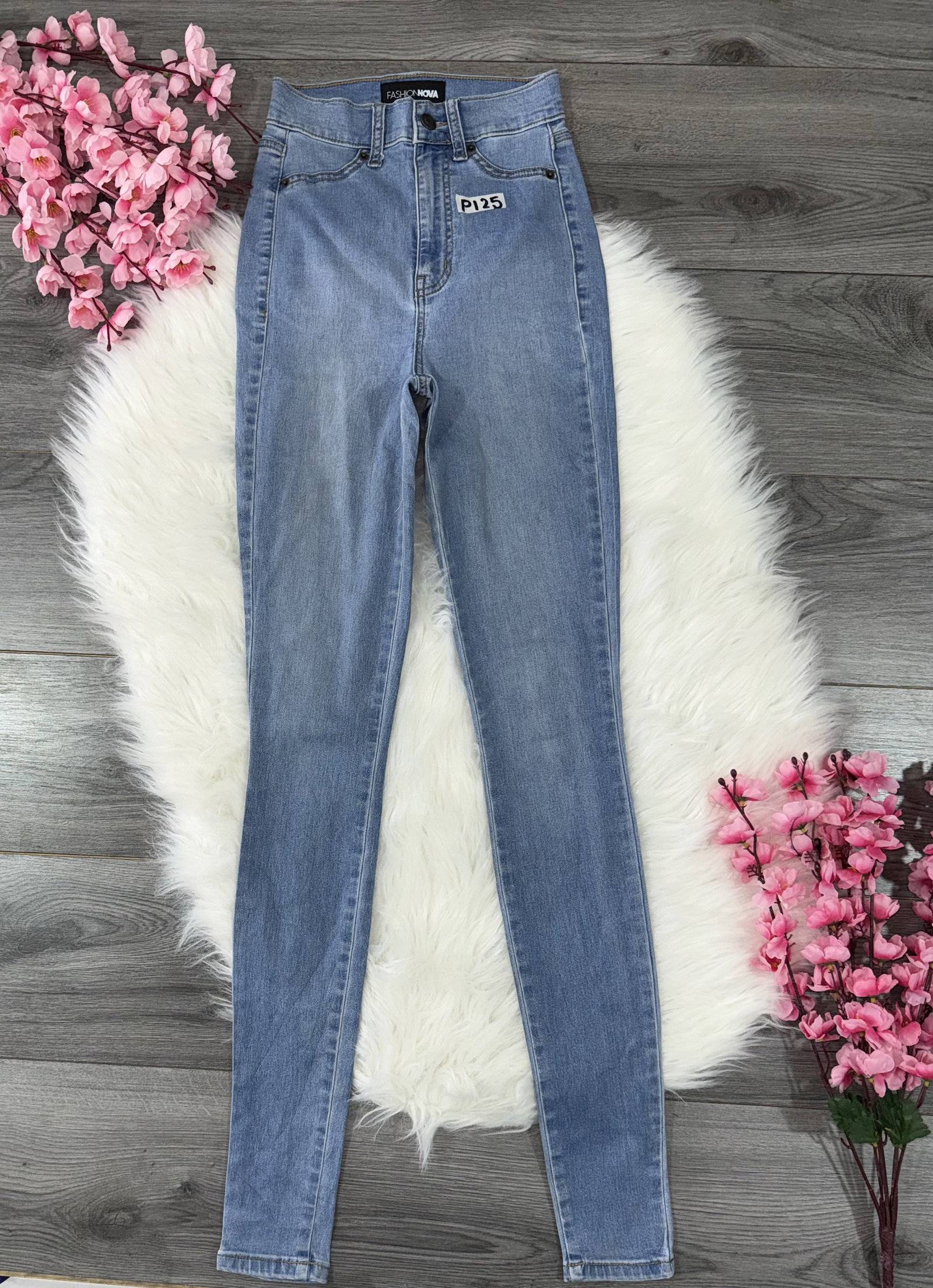 ✨ Jeans Fashion Nova Skinny Tiro Alto Azul Claro Talla 0 XS