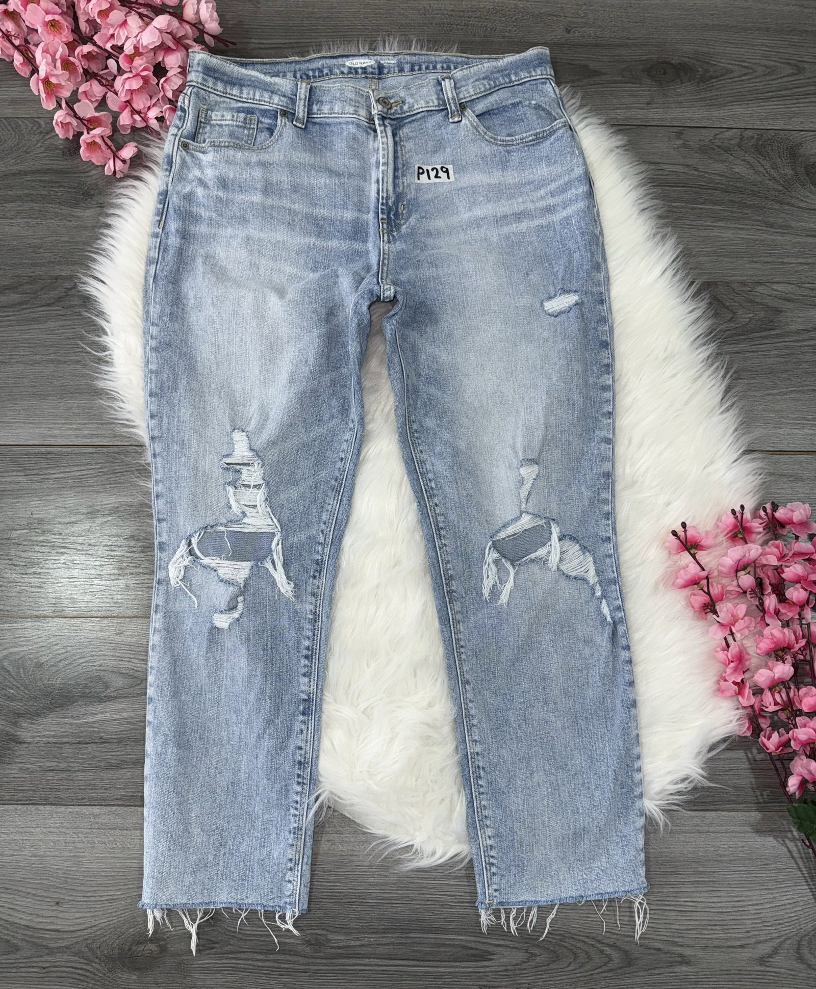 Jeans Old Navy Boyfriend Distressed Denim Claro Talla 8