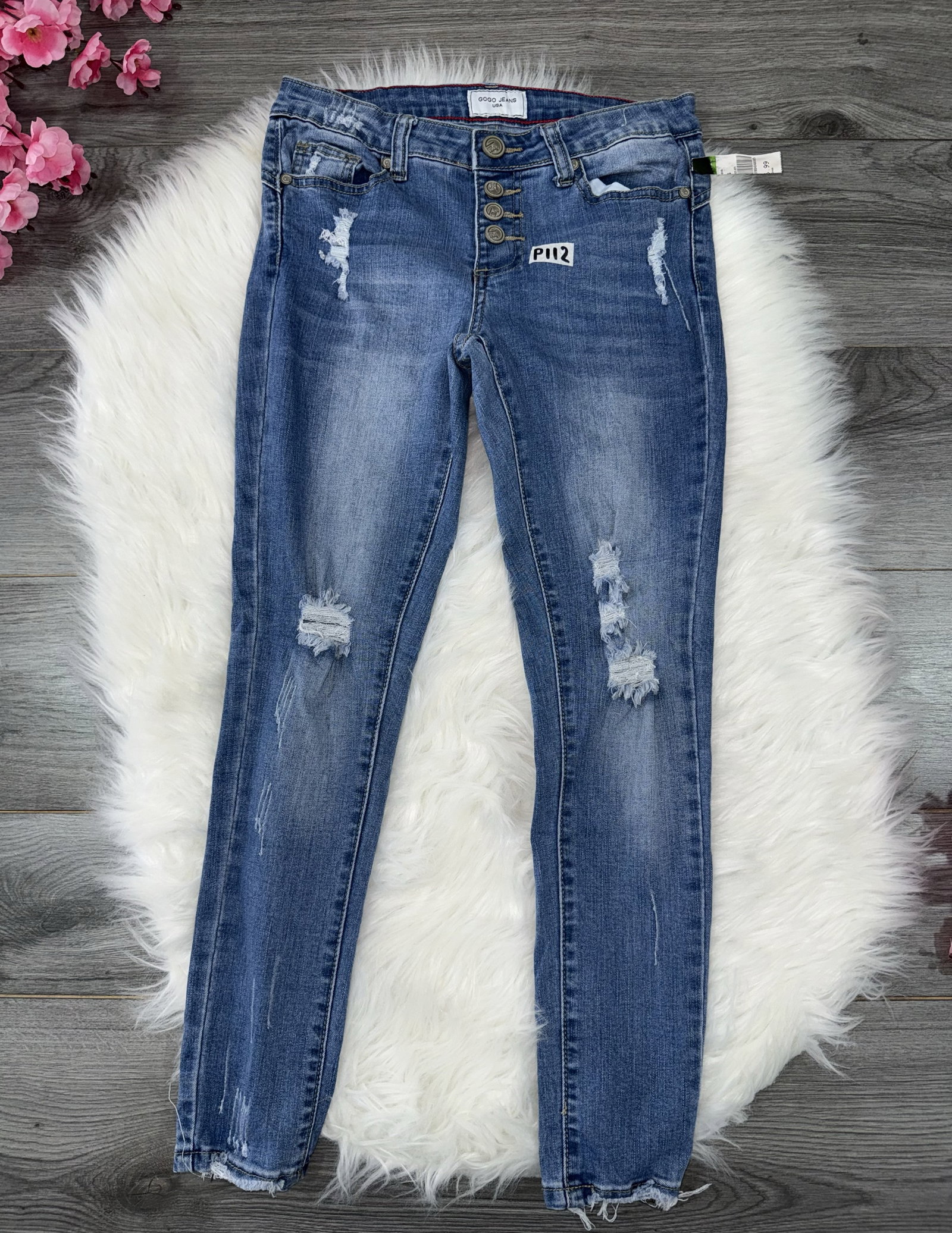 Jeans Gogo Jeans USA Skinny Desgastado con Botones Frontales Talla S