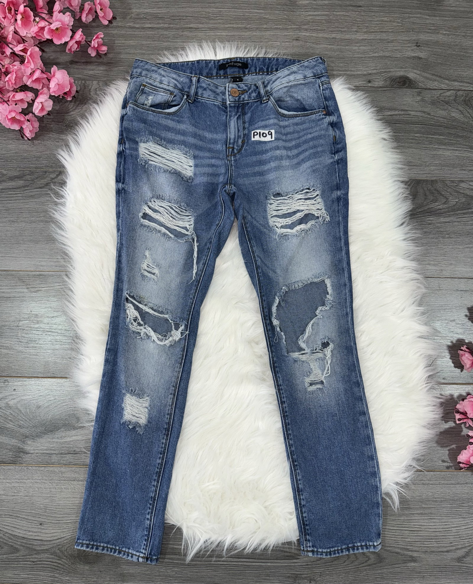 Jeans Refuge Destroyed Skinny Azul Claro Talla 4