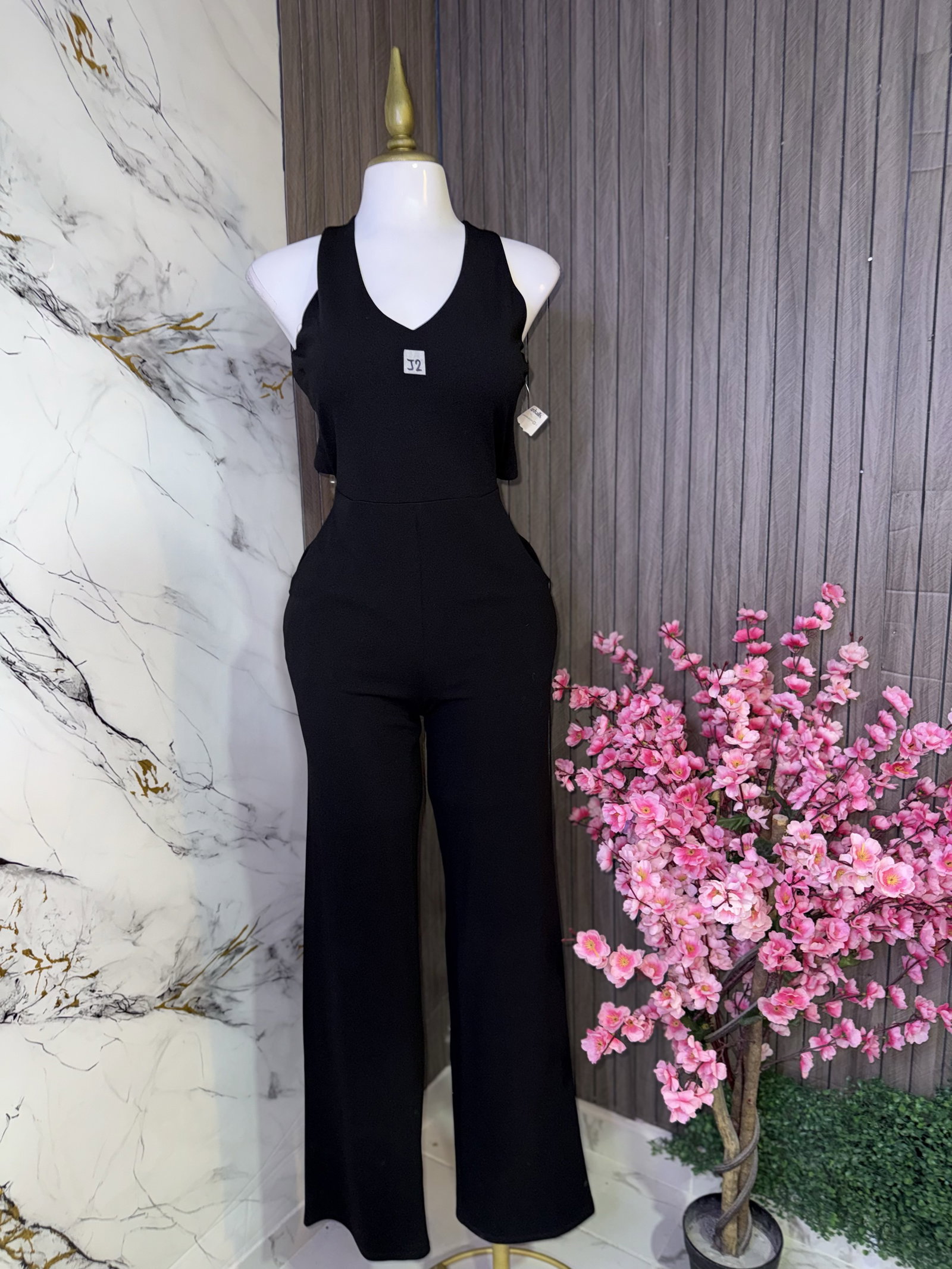 Jumpsuit Negro Elegante Espalda Cruzada Crystal Sky - Talla S