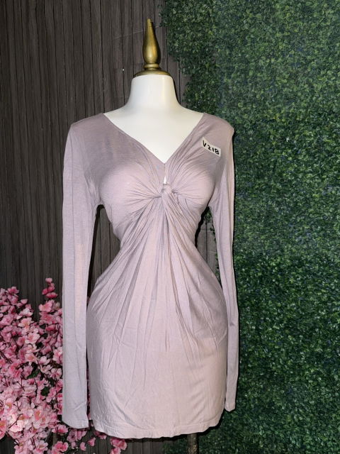 Vestido de Manga Larga Color Rosa Claro - Talla M