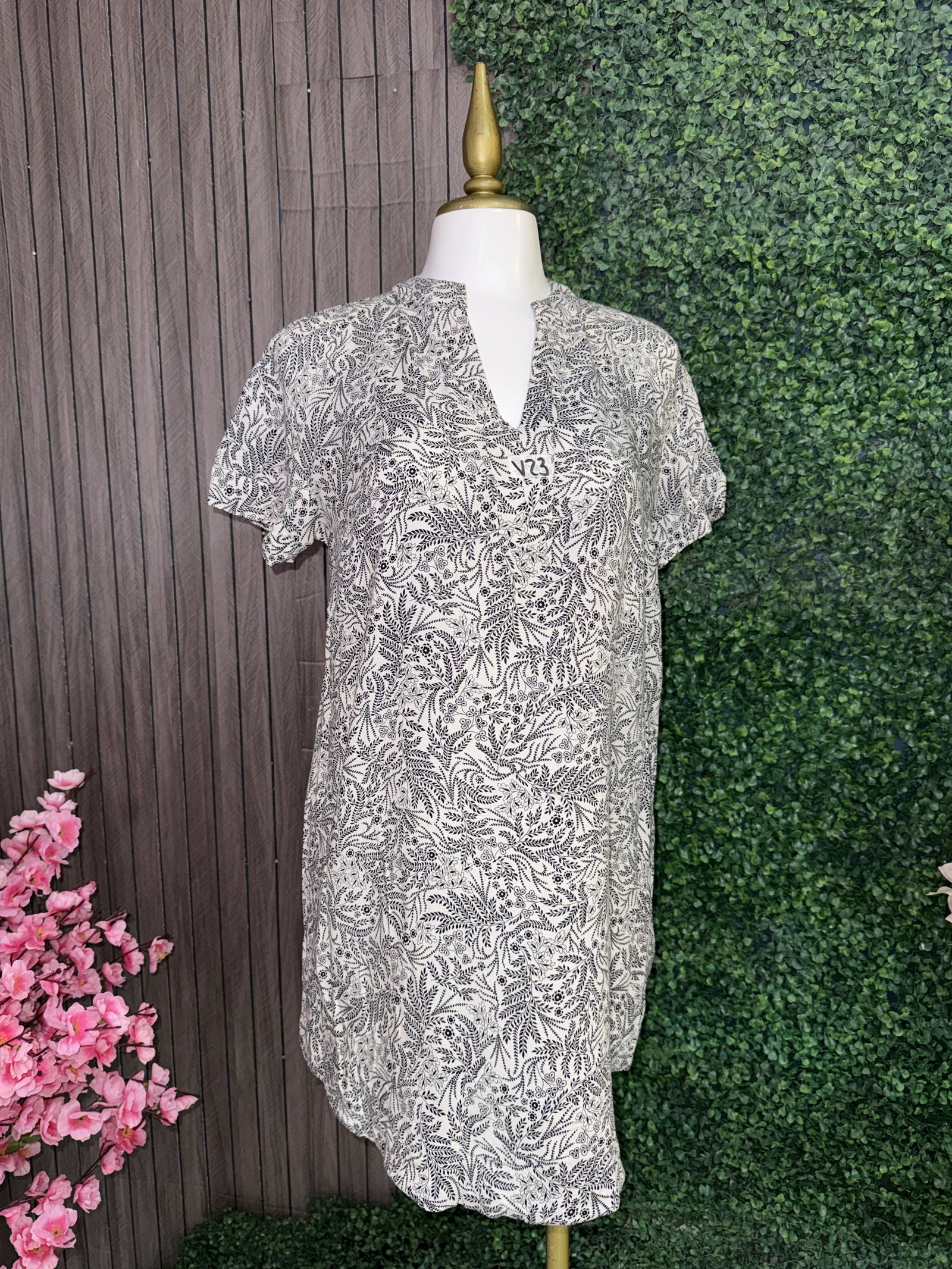 Vestido de Verano Estampado en Blanco y Negro - Talla 4