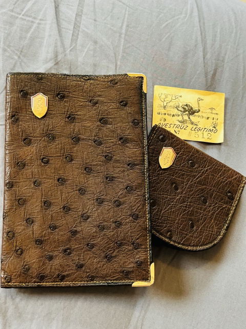Billetera y Monedero Vintage de Piel de Avestruz - Art. No. 512