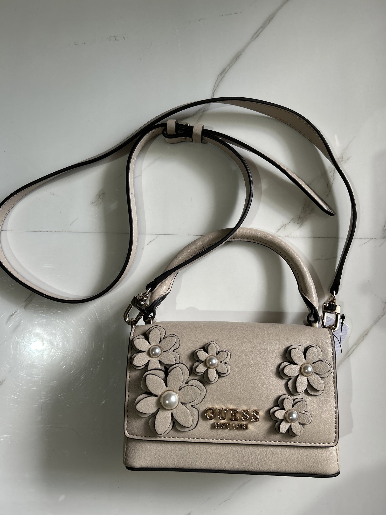 Bolso Guess Beige Nuevo con Flores