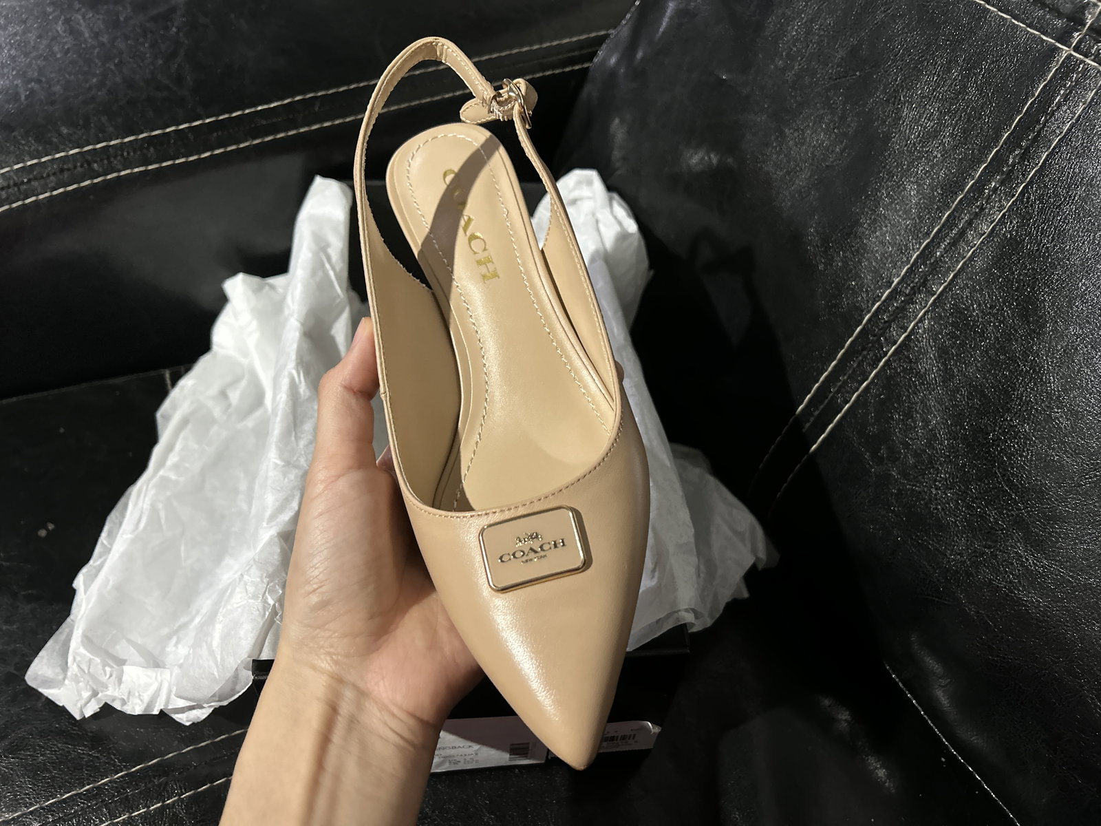 Zapatillas Coach Jillian Slingback Beige Talla 6 (23 cm) - Como Nuevas