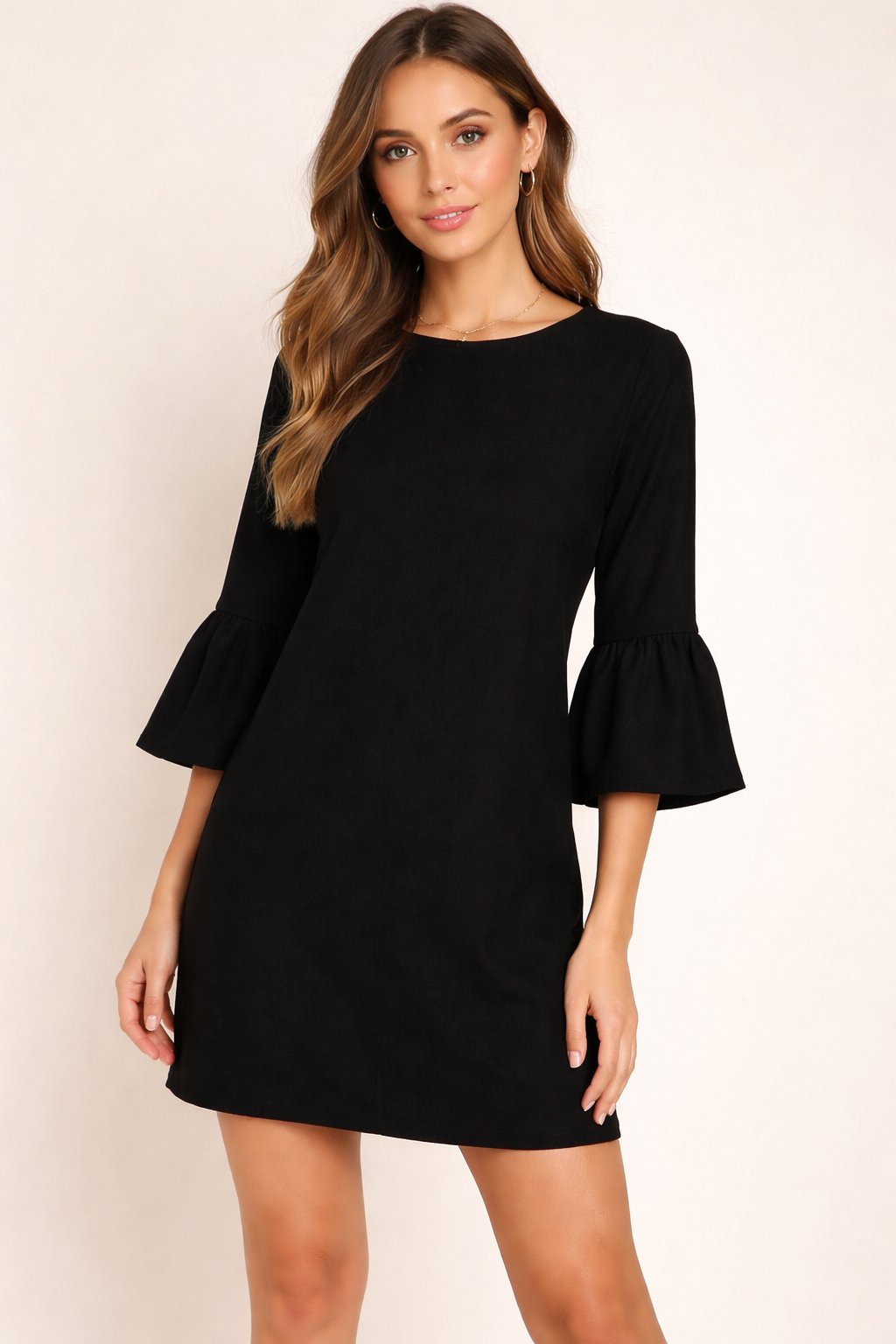 Vestido Vestido Negro Zara Talla Mediana con Mangas Abullonadas