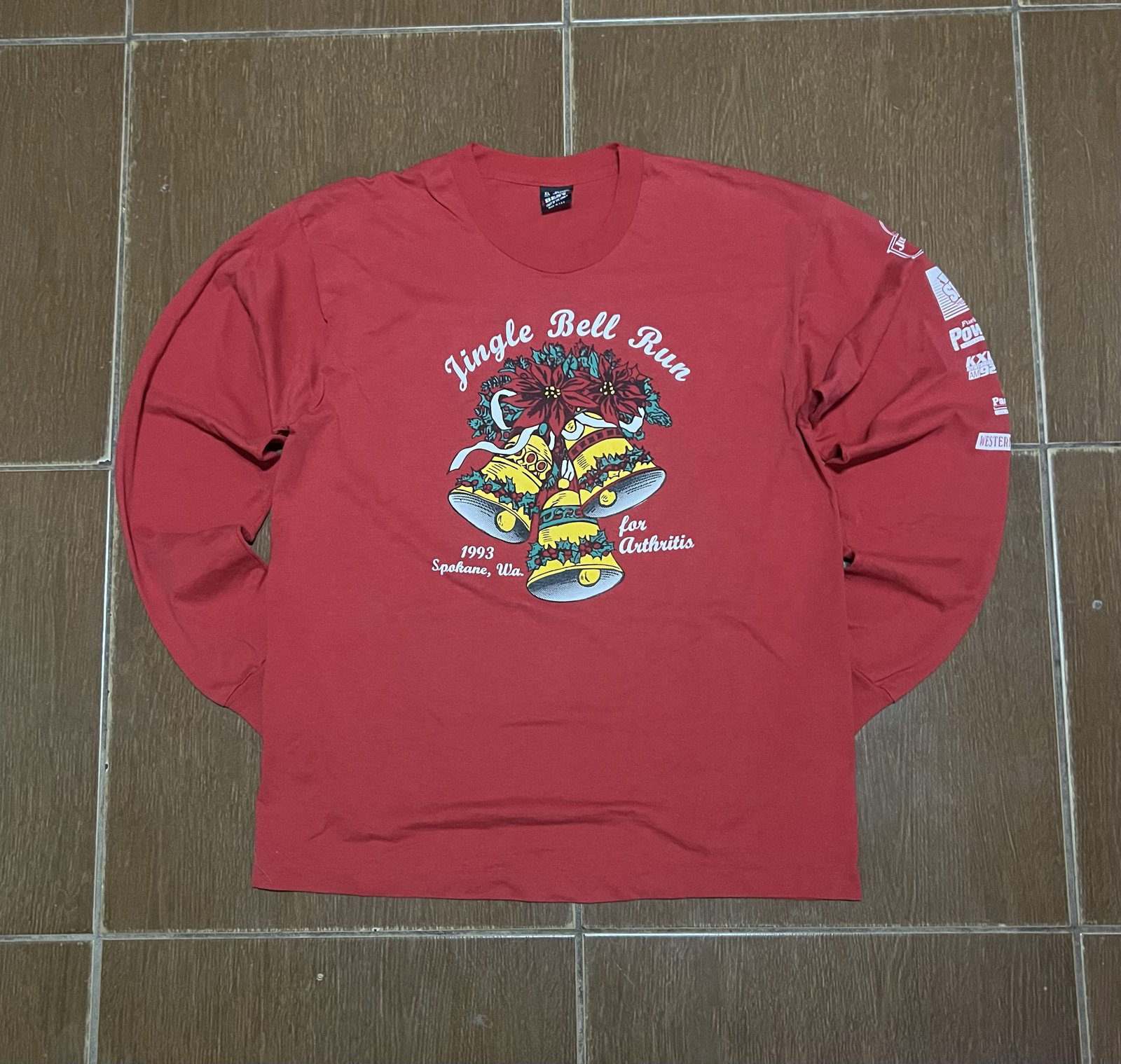 Playera de manga larga vintage Jingle Bell Run 1993s single stitch 