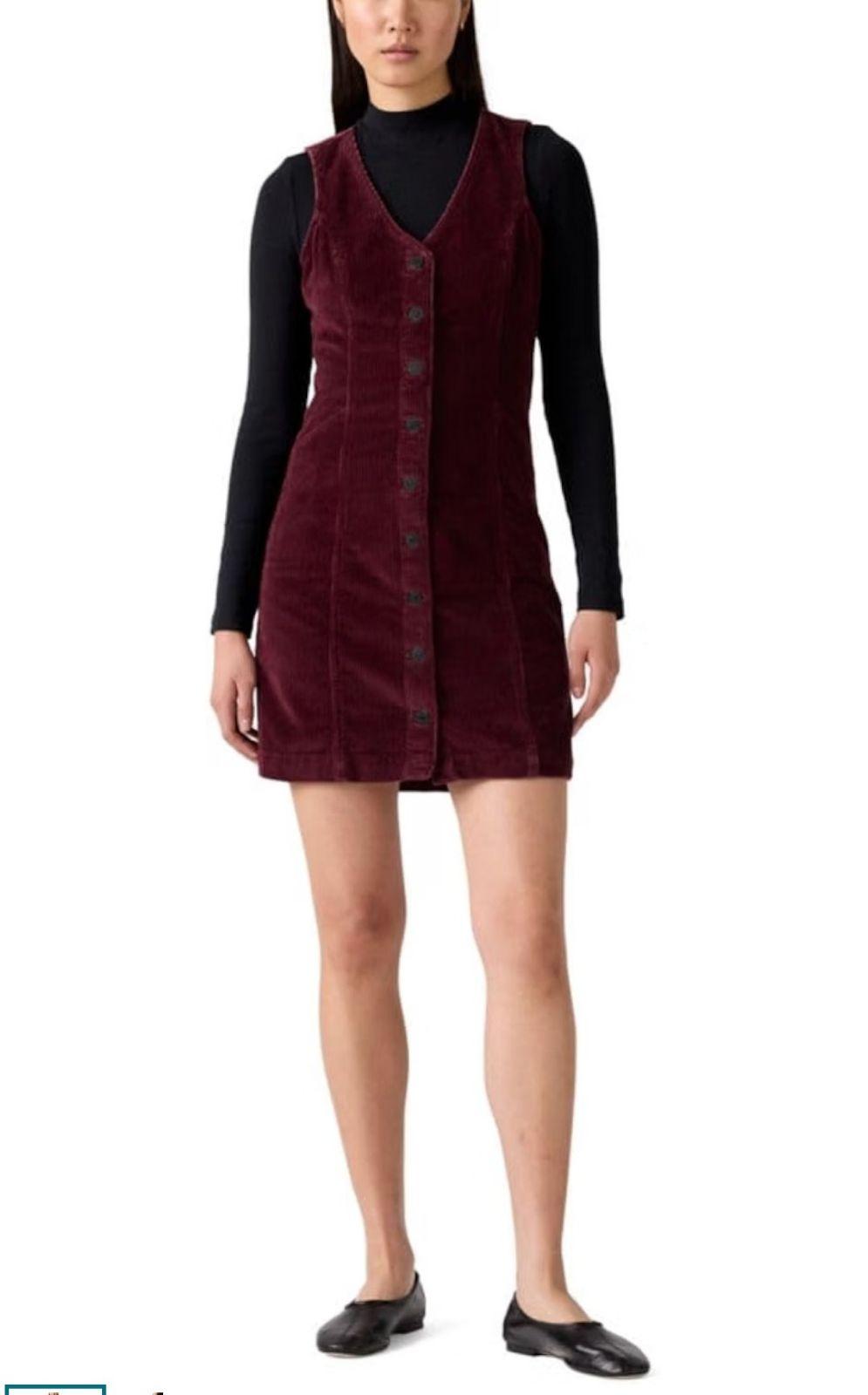 Vestido tipo chaleco Vianna de Levi's en pana roja oscura