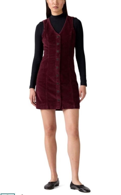Vestido tipo chaleco Vianna de Levi's en pana roja oscura
