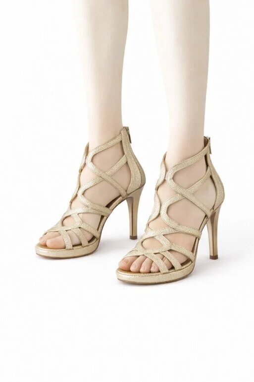 Sandalias de Tiras de Tacón Doradas Michael Kors Talla 3 MX