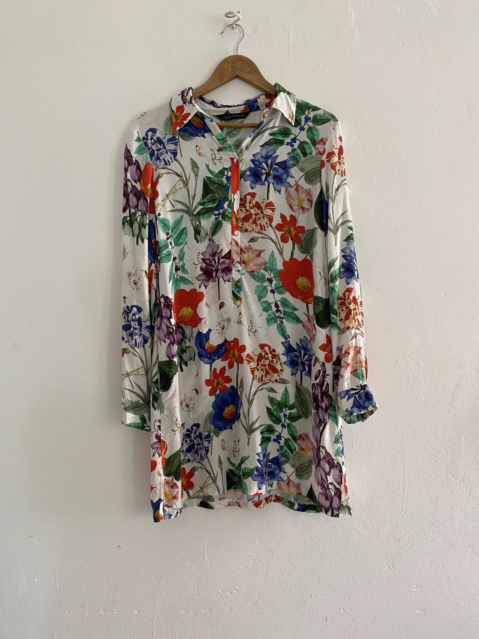 Vestido Túnica Corto Zara con bolsillos Woman Estampado Floral Multicolor