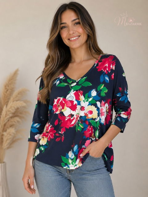 Blusa de manga larga de flores