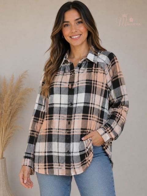 Camisa tipo franela o leñador para mujer