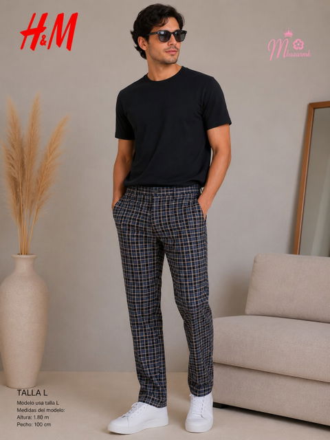 Pantalón Cuadros Azul/Beige