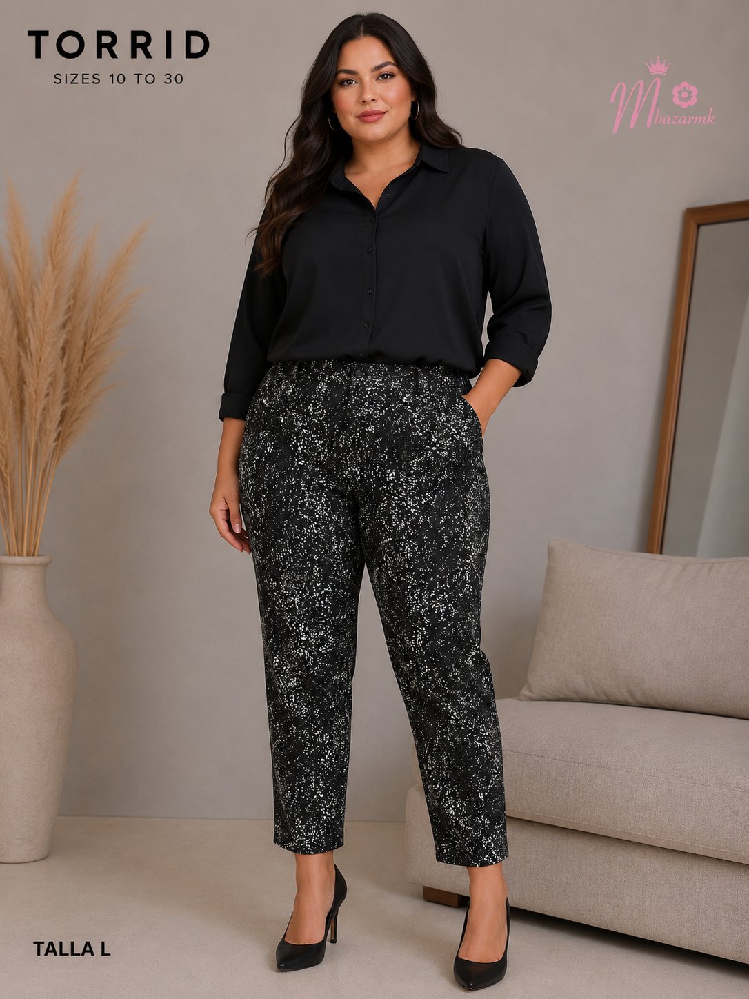 Leggings Negro Print Metálico Plateado