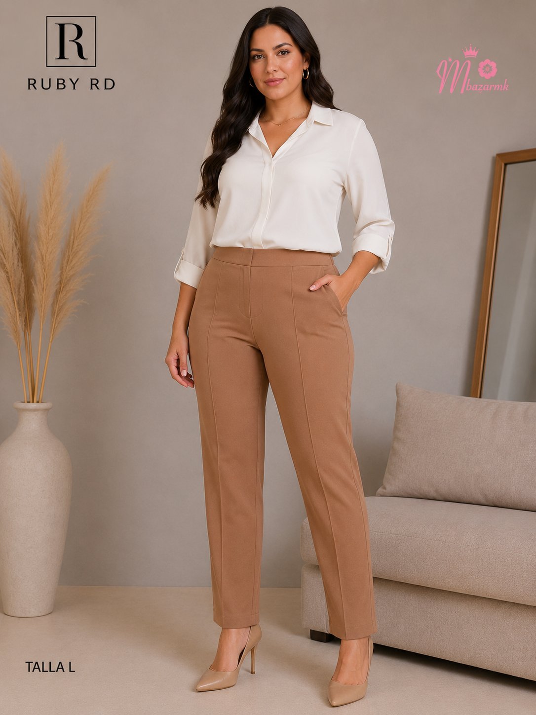 Pantalón de Vestir Café Moca con Pinza