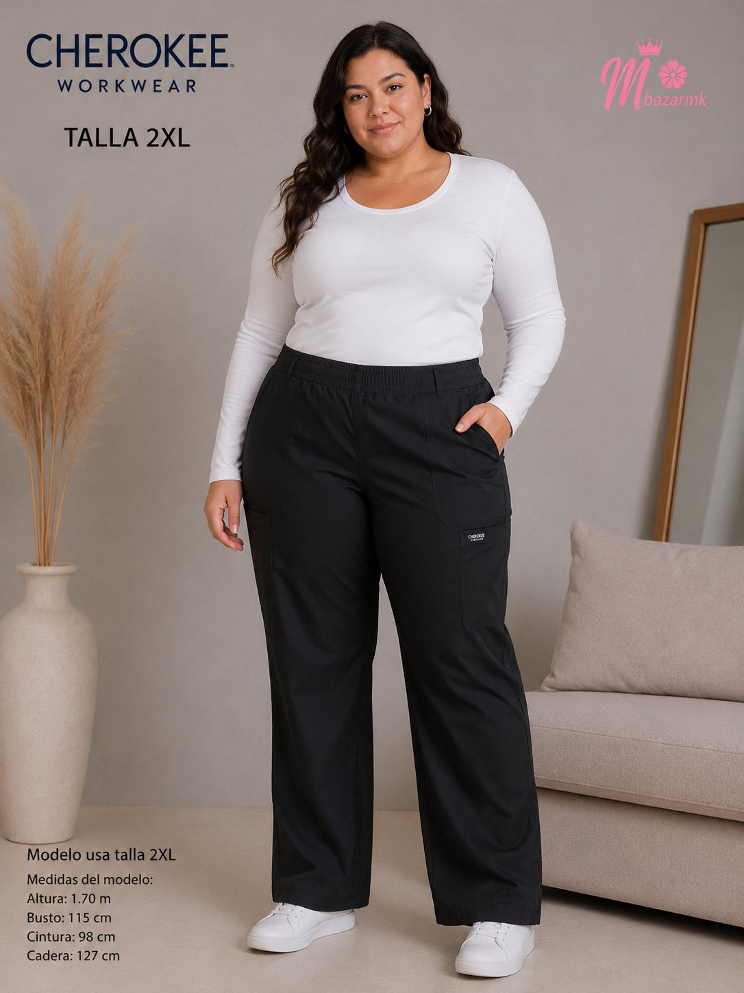 Pantalón Médico Scrub Negro Mujer