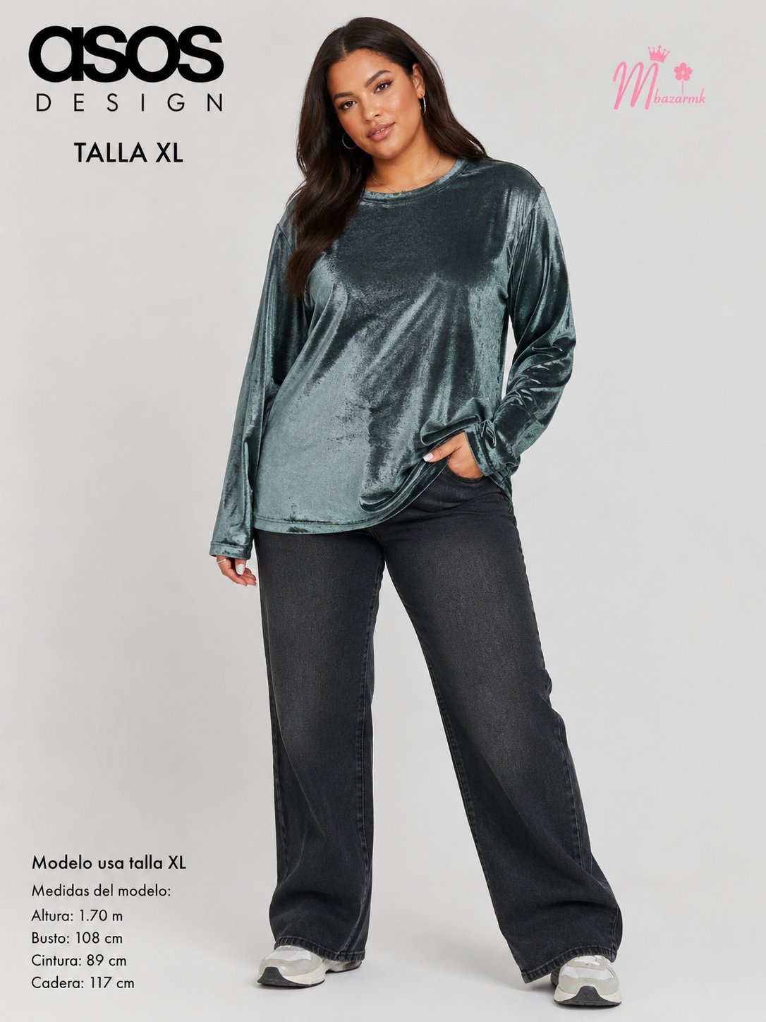 ASOS DESIGN Blusa Velvet Verde Esmeralda