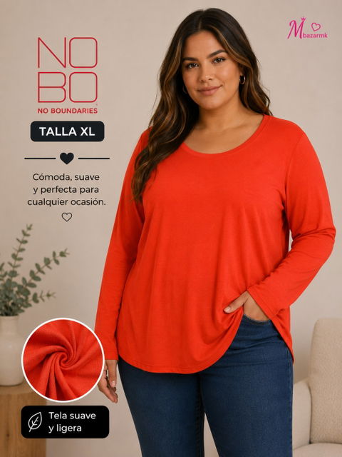 Blusa Manga Larga Naranja Talla XL - NOBO