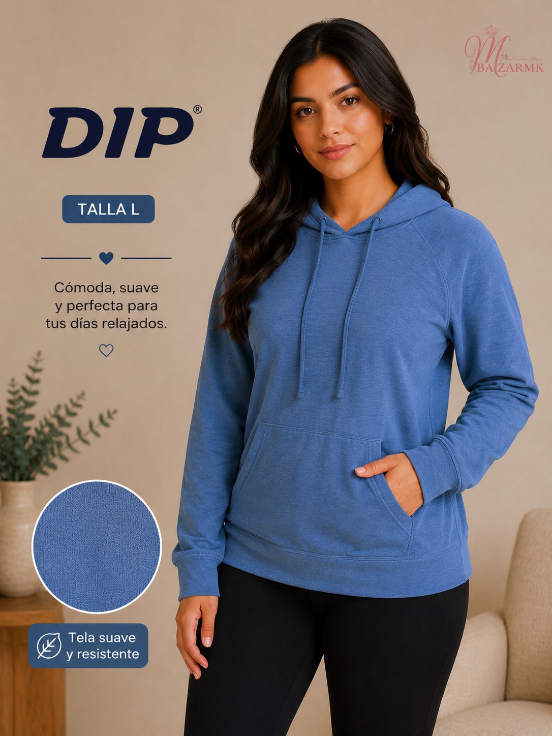 Hoodie Azul Básica DIP Talla L en Excelente Estado