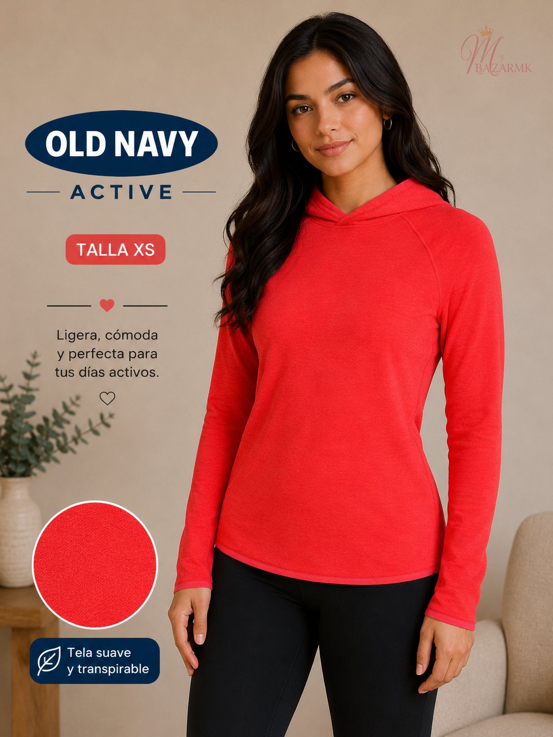 Sudadera Old Navy Active Coral Talla XS Nueva
