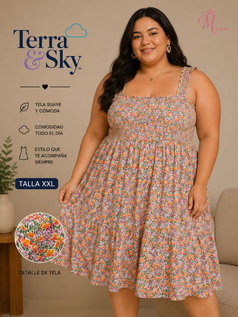 Vestido Terra & Sky Estampado Floreado Talla 2X (XXL/2XL)