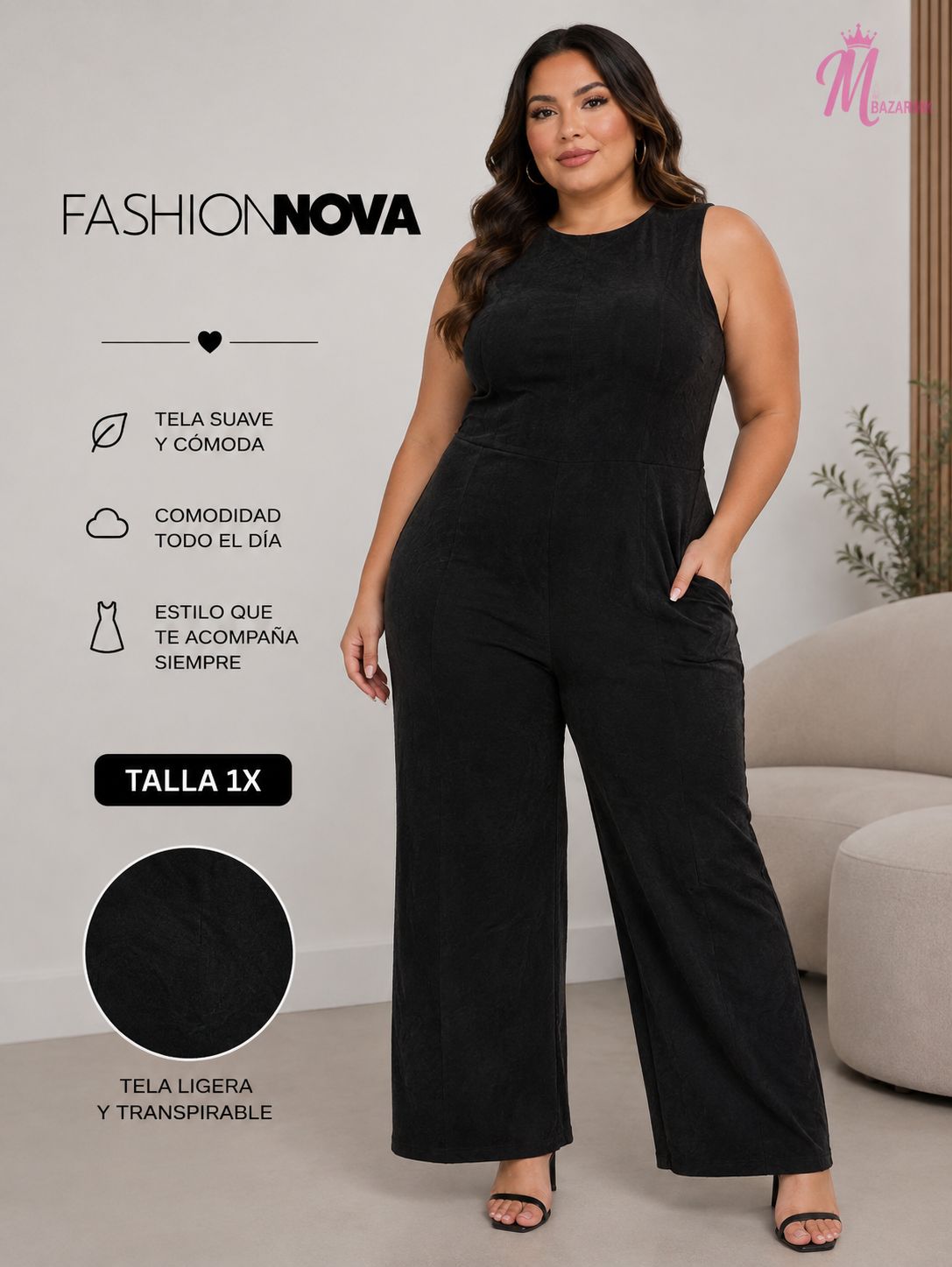 Jumpsuit Fashion Nova Corduroy Negro Talla 1X