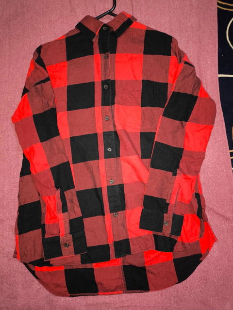 Camisa de Franela Old Navy Corte Boyfriend Oversized Rojo y Negro