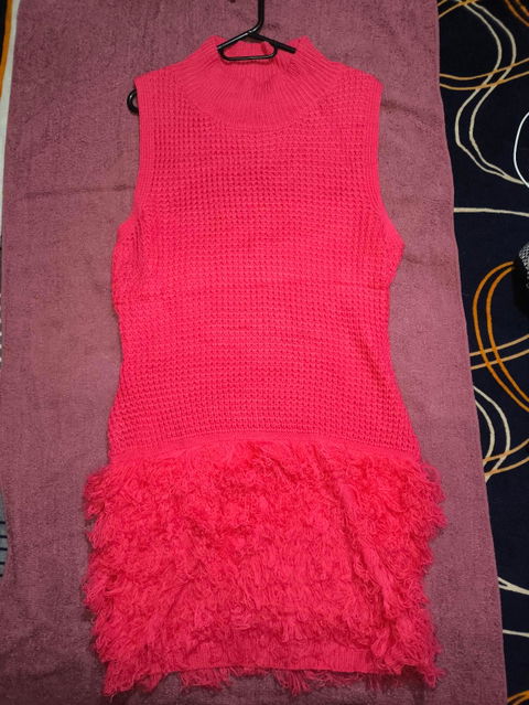 Vestido Fucsia de Shein Curve Talla 1XL con Detalle de Peluche