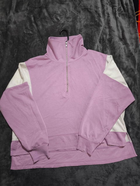 Sudadera de Cuello Alto Lila con Blanco - Talla M